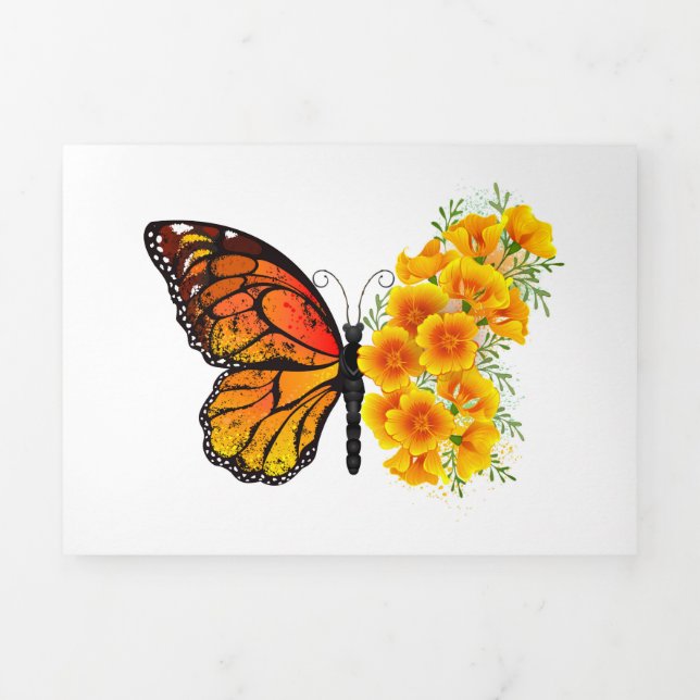 Flower Butterfly with Yellow California Poppy Tri-Fold Programme (Cover)