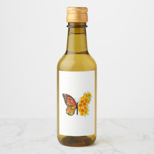 Flower Butterfly with Yellow California Poppy Wine Label