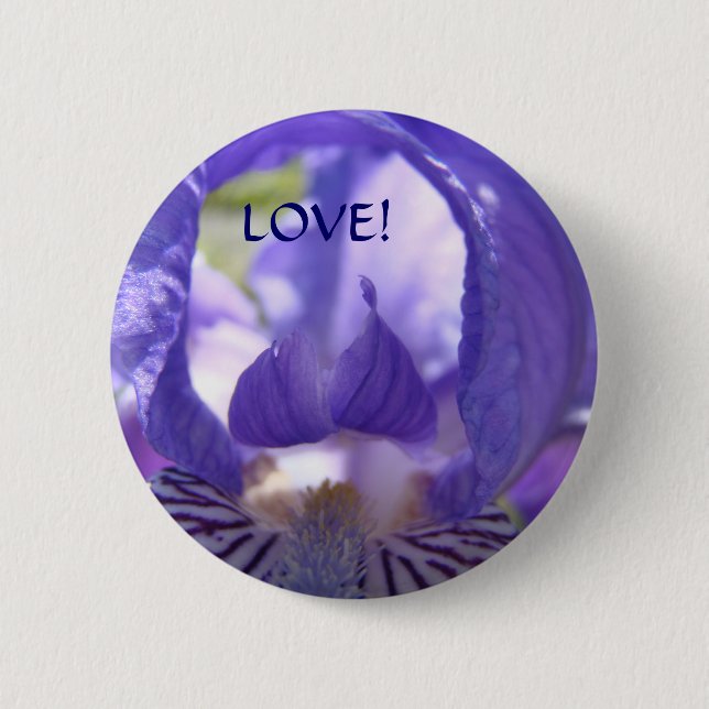 FLOWER BUTTONS LOVE! Iris Flowers Button gift (Front)