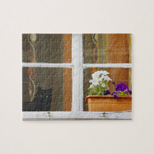 Flower by the window, Sighisoara, Romania Jigsaw Puzzle