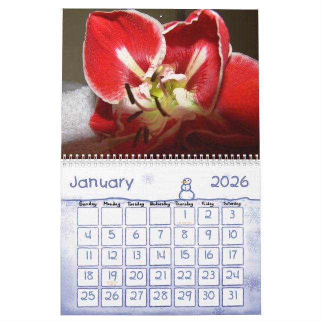 Flower Calender 8 Calendar (Jan 2026)