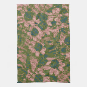 Flower camouflage pattern tea towel