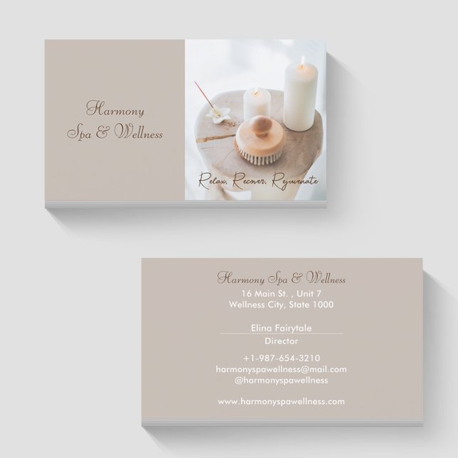 Flower, Candle, Brush Spa & Wellness Business Card (Creator Uploaded)
