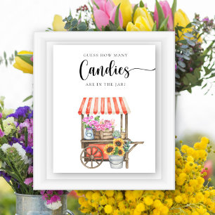 flower cart baby shower - guess how many candies poster