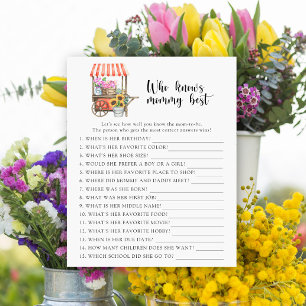 Flower cart baby shower - Who knows mummy best
