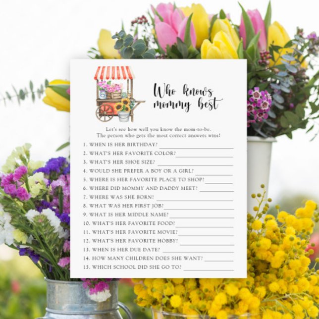 Flower cart baby shower - Who knows mummy best (Creator Uploaded)