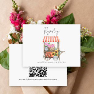 flower cart bridal shower QR code for registry  Enclosure Card