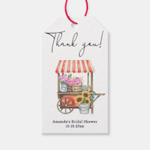 Flower Cart Bridal Shower Thank you Gift Tags