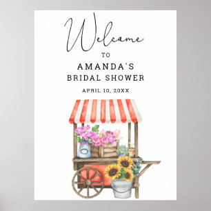Flower Cart Bridal Shower Welcome Sign