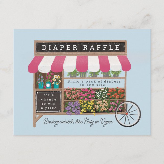 Flower Cart Farmer’s Market Baby Diaper Raffle Enclosure Card (Front)