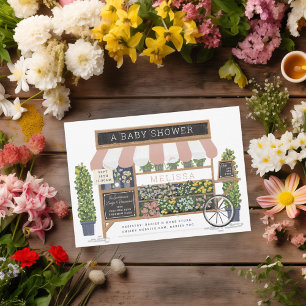 Flower Cart Farmer's Market Blush Pink Baby Shower Invitation