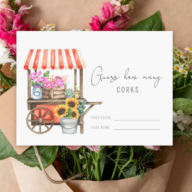 Flower cart - Guess how many corks bridal game Enclosure Card (Creator Uploaded)