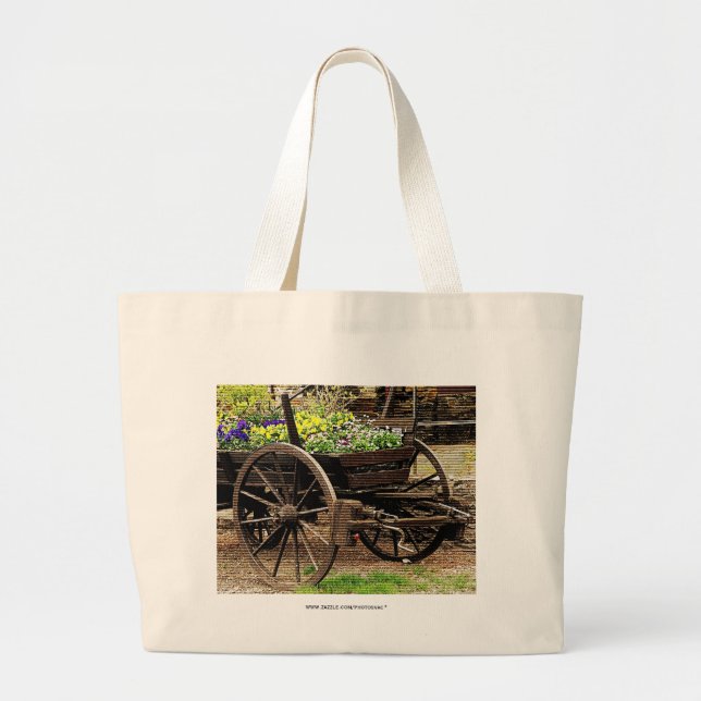 Flower Cart Large Tote Bag (Front)