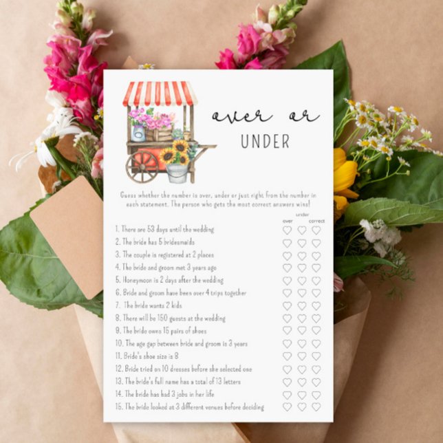 Flower cart - Over or Under bridal shower game (Creator Uploaded)