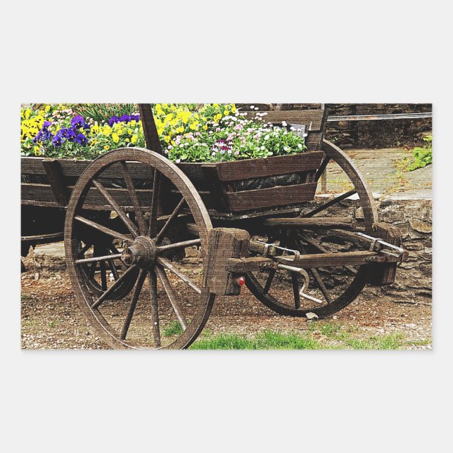 Flower Cart Rectangular Sticker (Front)
