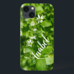 Flower iPhone 13 Case<br><div class="desc">Personalised,  phone case design. Beautiful green colour case with a name on it.</div>