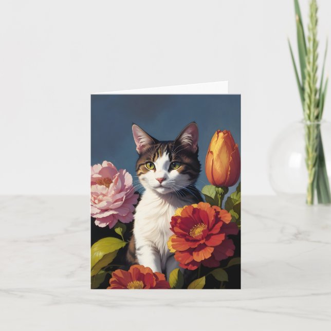 flower cat thank you card (Front)