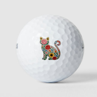 Flower Cat Wildflowers Kitten Lover Golf Balls