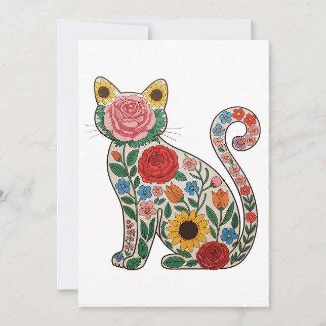 Flower Cat Wildflowers Kitten Lover Invitation (Front)