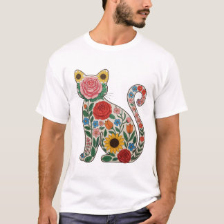Flower Cat Wildflowers Kitten Lover T-Shirt