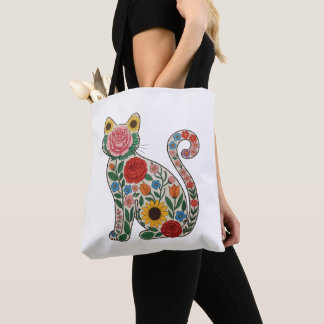 Flower Cat Wildflowers Kitten Lover Tote Bag