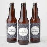Flower Chalkboard Monochrome Modern Beer Bottle Label<br><div class="desc">Delicate botanical flower drawings in white on a dark grey chalkboard background for a modern floral vibe.
Text can be altered to suit your celebration.</div>