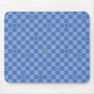 Flower Checkered Pattern No. 01 - Light Blue Mouse Mat