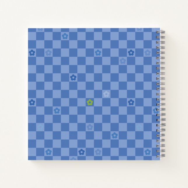 Flower Checkered Pattern No. 01 - Light Blue Notebook (Back)