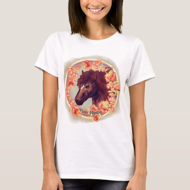 Flower Chestnut Horse   T-Shirt (Front)