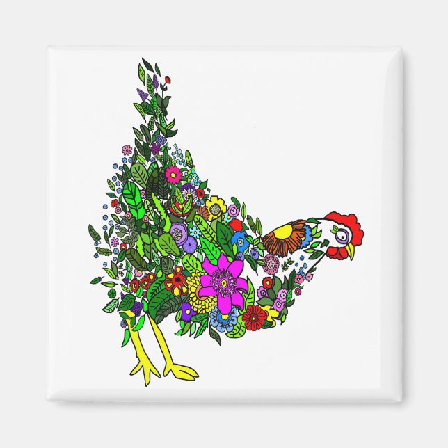 Flower Chicken Magnet (Front)
