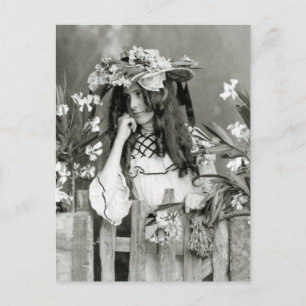 Flower Child Ahead of Her Time: 1902 Postcard