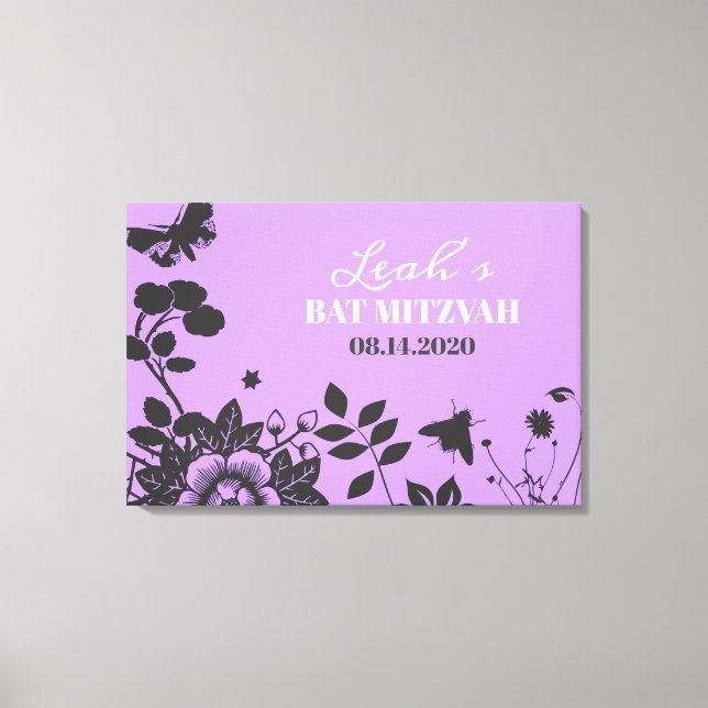 FLOWER CHILD Bat Mitzvah Sign-In Memory Board Canvas Print (Front)