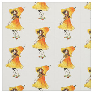 FLOWER CHILD CALIFORNIA POPPY FLORAL FAIRY PATTERN FABRIC