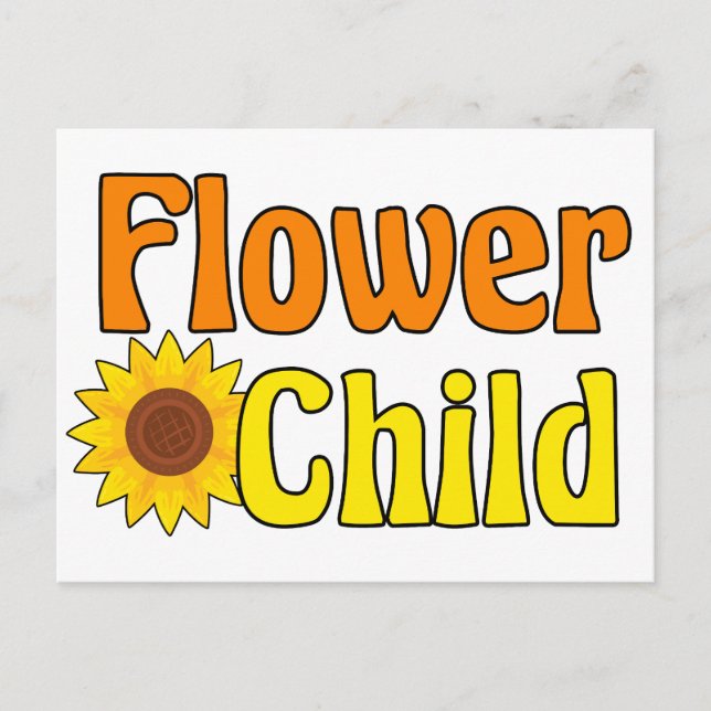 Flower Child Cute Hippie Sunflower 70s Postcard (Front)