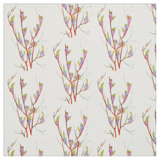 FLOWER CHILD KITTEN- PUSSY WILLOW  FLORAL PATTERN FABRIC