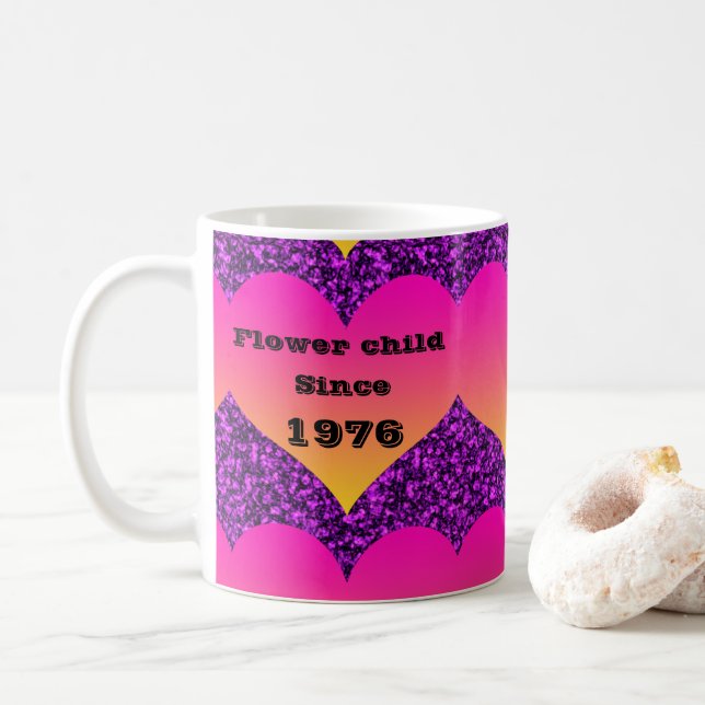 Flower Child Since Retro Birthday Year 1960s 1970s Coffee Mug (With Donut)