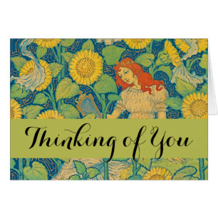 Flower Child Woman in Sunflower Garden