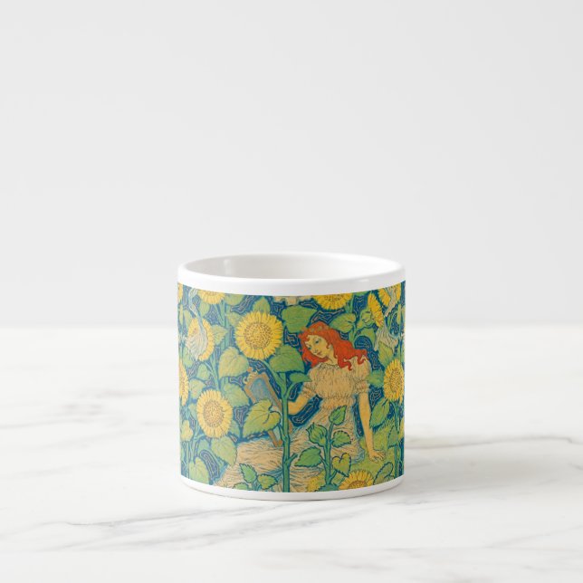 Flower Child Woman in Sunflower Garden Espresso Cup (Front)
