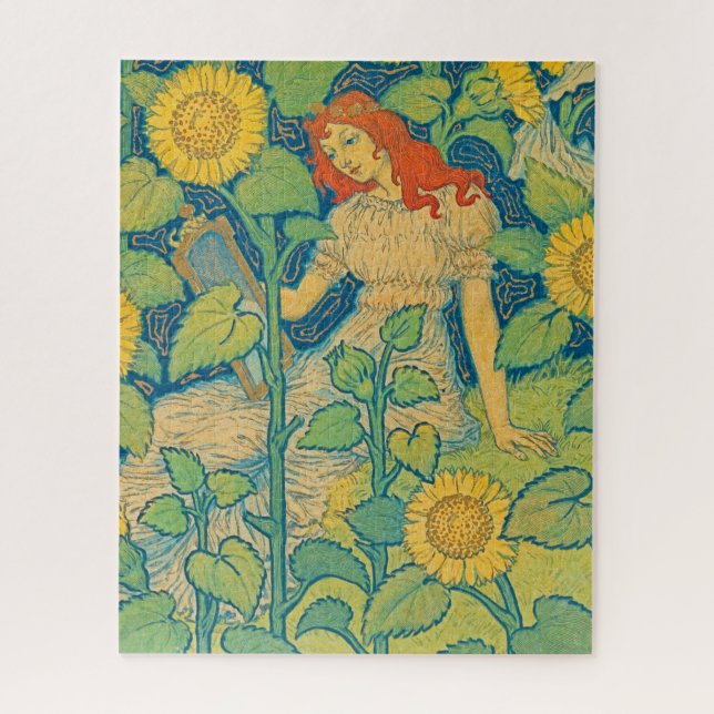 Flower Child Woman in Sunflower Garden Jigsaw Puzzle (Vertical)