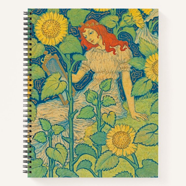 Flower Child Woman in Sunflower Garden Notebook (Front)