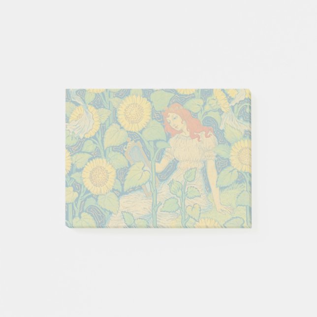 Flower Child Woman in Sunflower Garden Post-it Notes (Front)