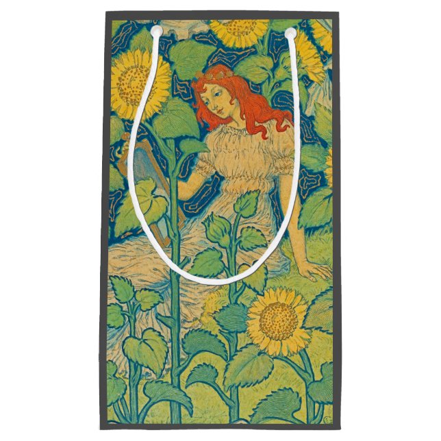 Flower Child Woman in Sunflower Garden Small Gift Bag (Front)