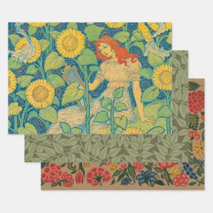 Flower Child Woman in Sunflower Garden Wrapping Paper Sheet