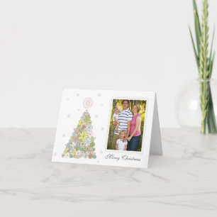 Flower Christmas Tree Family Photo Card Template