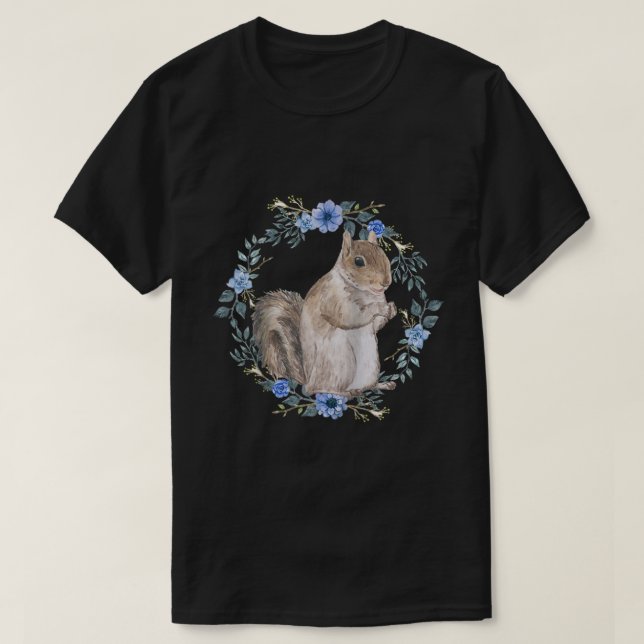 Flower Circle Squirrel Raglan Baseball Tee (Design Front)