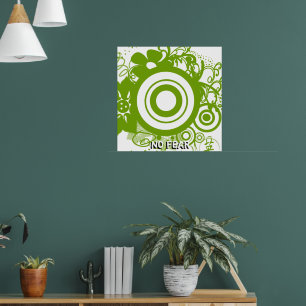 Flower Circle with Kanji for Courage Poster