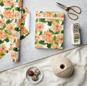 Flower Clematis Yellow White Wrapping Paper