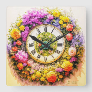 Flower Clock Wall Art Decor