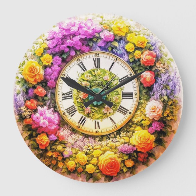 Flower Clock - Wall Art Floral Decor  (Front)