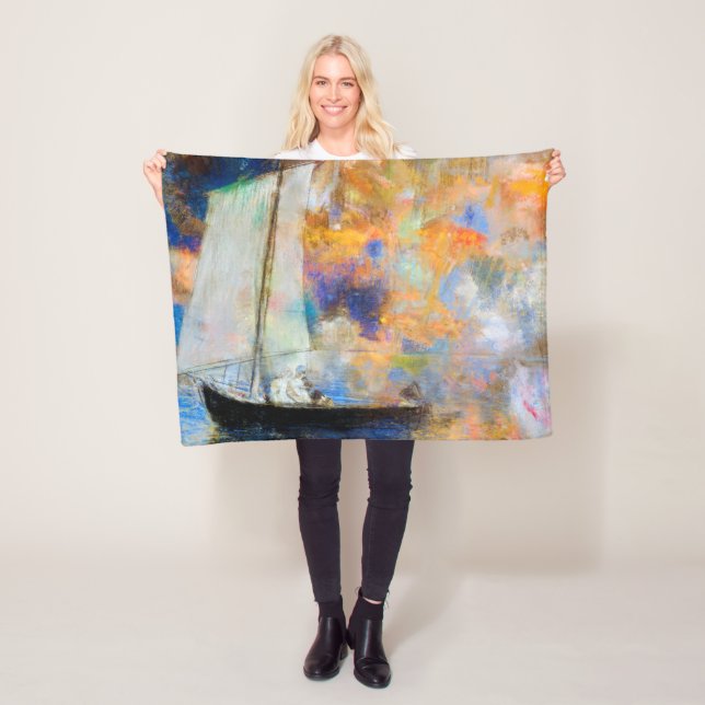 Flower Clouds, Redon Fleece Blanket (In Situ)